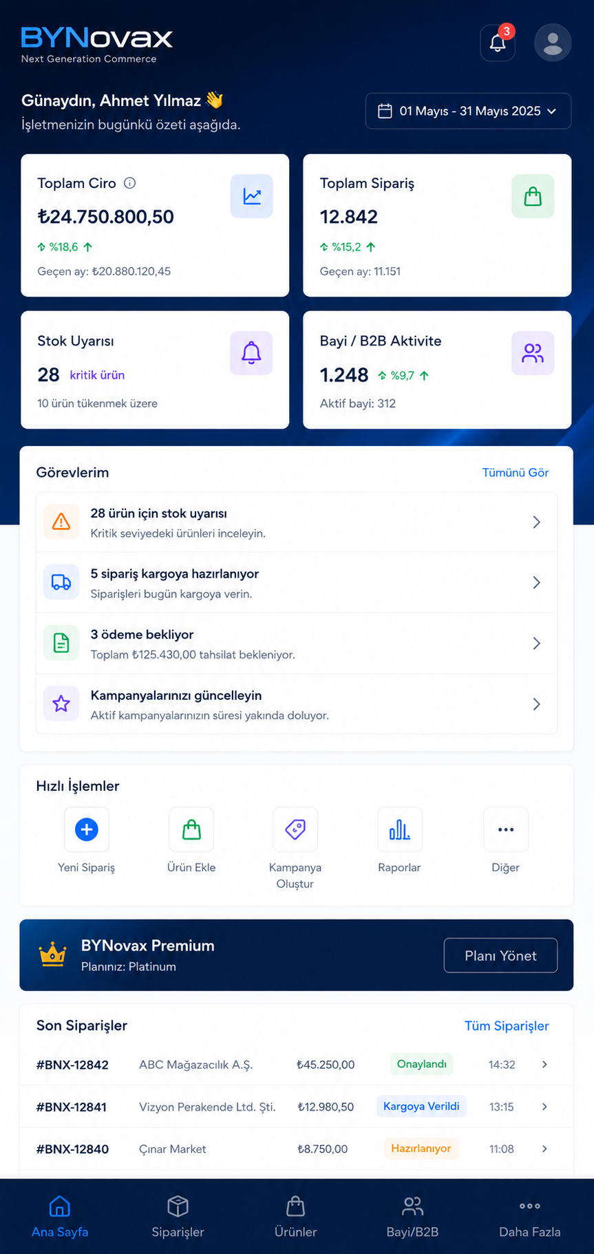 BYNovax müşteri mobil uygulaması